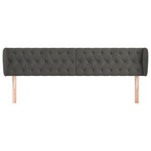 vidaXL Tête de lit avec oreilles Gris foncé 183x23x78/88 cm Velours