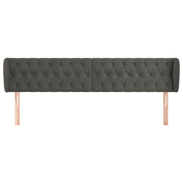 vidaXL Tête de lit avec oreilles Gris foncé 183x23x78/88 cm Velours