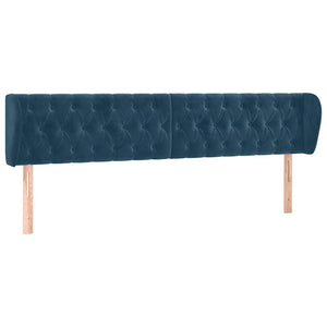 vidaXL Tête de lit à oreilles Bleu foncé 183x23x78/88 cm Velours