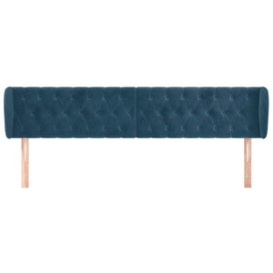 vidaXL Tête de lit à oreilles Bleu foncé 183x23x78/88 cm Velours