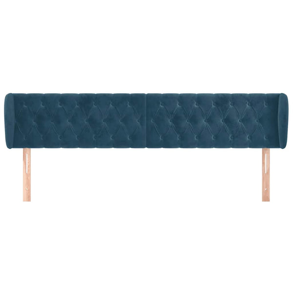 vidaXL Tête de lit à oreilles Bleu foncé 183x23x78/88 cm Velours