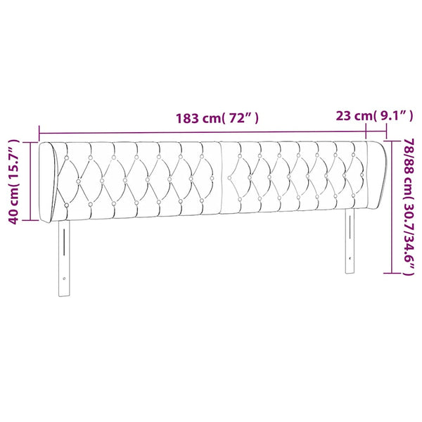 vidaXL Tête de lit à oreilles Bleu foncé 183x23x78/88 cm Velours