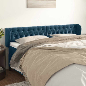 vidaXL Tête de lit à oreilles Bleu foncé 183x23x78/88 cm Velours