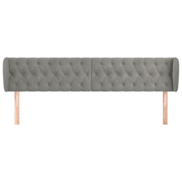 Kopfteil mit Ohren Hellgrau 203x23x78/88 cm Samt