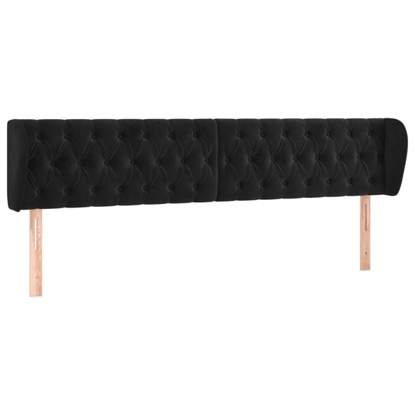 Kopfteil mit Ohren Schwarz 203x23x78/88 cm Samt