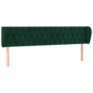 Kopfteil mit Ohren Dunkelgrün 203x23x78/88 cm Samt