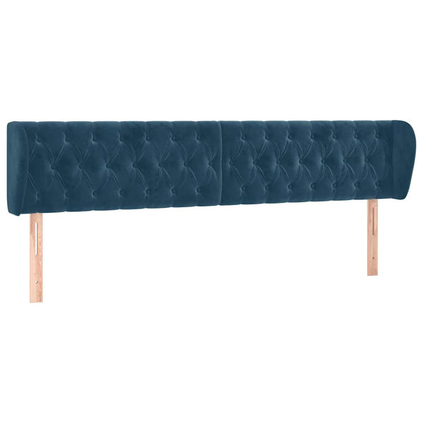 Kopfteil mit Ohren Dunkelblau 203x23x78/88 cm Samt
