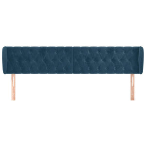 Kopfteil mit Ohren Dunkelblau 203x23x78/88 cm Samt