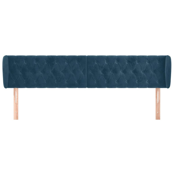 Kopfteil mit Ohren Dunkelblau 203x23x78/88 cm Samt