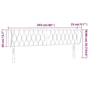 Kopfteil mit Ohren Dunkelblau 203x23x78/88 cm Samt