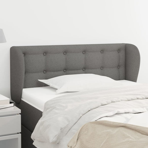 vidaXL Tête de lit à oreilles Gris foncé 93x23x78/88 cm Tissu