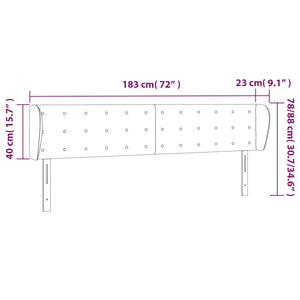 Kopfteil mit Ohren Hellgrau 183x23x78/88 cm Stoff