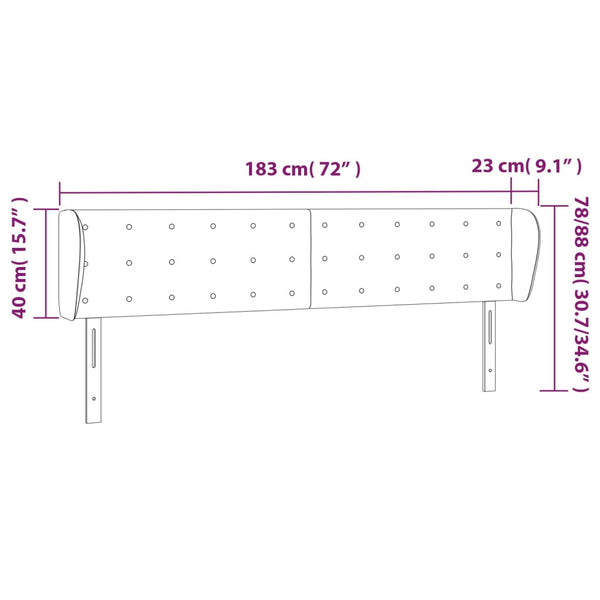 Kopfteil mit Ohren Hellgrau 183x23x78/88 cm Stoff