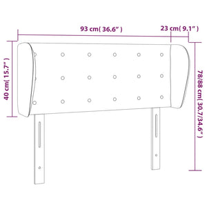 Kopfteil mit Ohren Dunkelgrau 93x23x78/88 cm Samt
