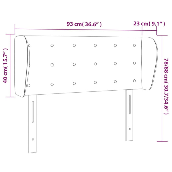 vidaXL Tête de lit à oreilles Rose 93x23x78/88 cm Velours