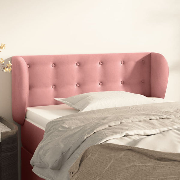 vidaXL Tête de lit à oreilles Rose 93x23x78/88 cm Velours