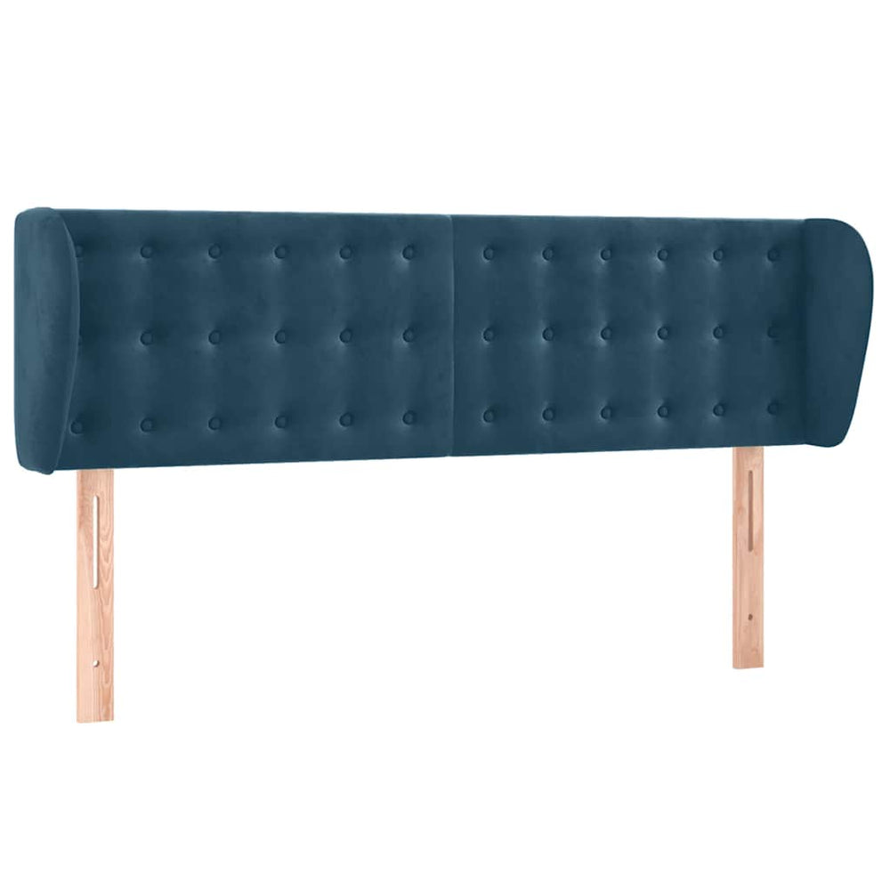Kopfteil mit Ohren Dunkelblau 147x23x78/88 cm Samt