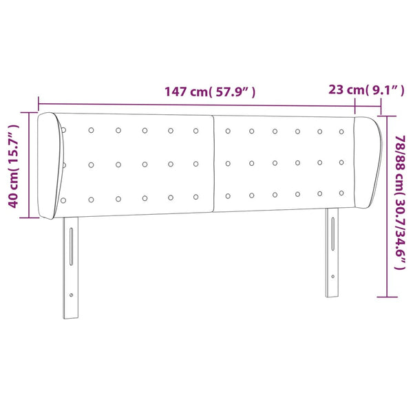 Kopfteil mit Ohren Rosa 147x23x78/88 cm Samt
