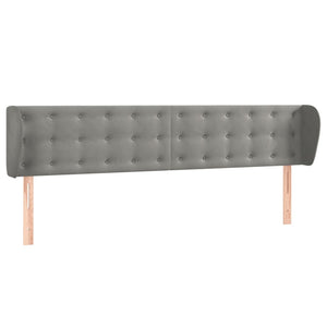 Kopfteil mit Ohren Hellgrau 183x23x78/88 cm Samt