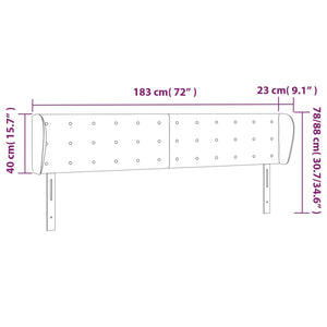Kopfteil mit Ohren Hellgrau 183x23x78/88 cm Samt