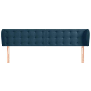 Kopfteil mit Ohren Dunkelblau 183x23x78/88 cm Samt