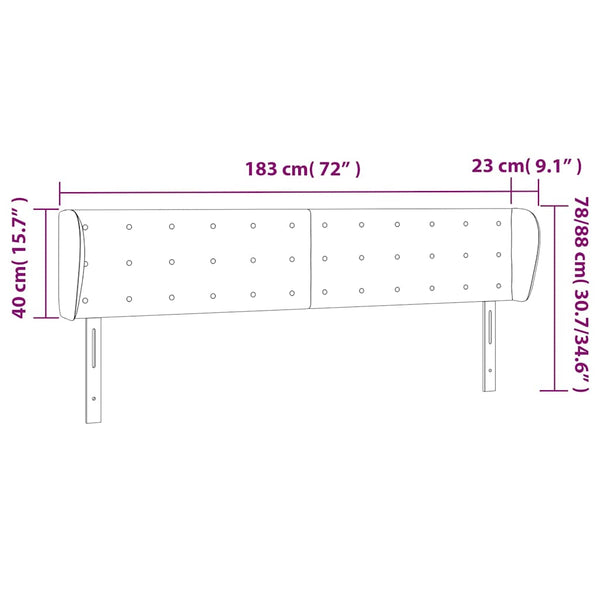 Kopfteil mit Ohren Dunkelblau 183x23x78/88 cm Samt