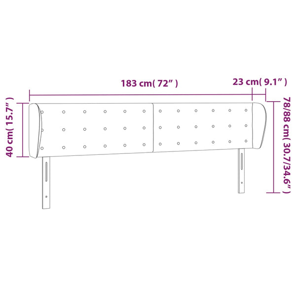 vidaXL Tête de lit avec oreilles rose 183x23x78/88 cm velours