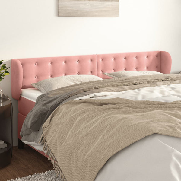 vidaXL Tête de lit avec oreilles rose 183x23x78/88 cm velours