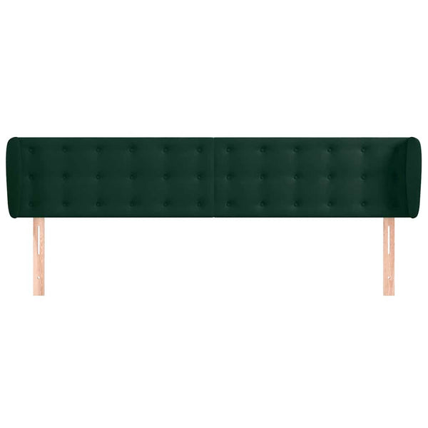 Kopfteil mit Ohren Dunkelgrün 203x23x78/88 cm Samt