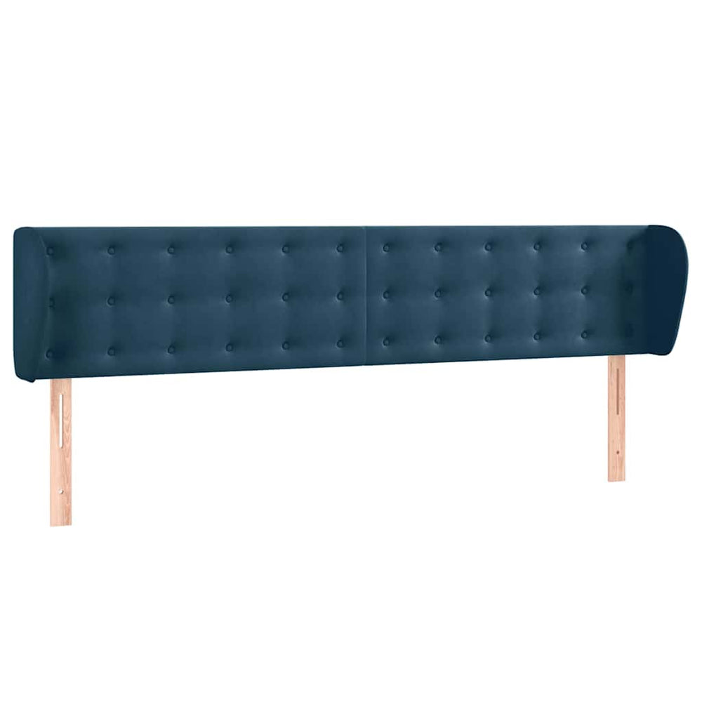 Kopfteil mit Ohren Dunkelblau 203x23x78/88 cm Samt