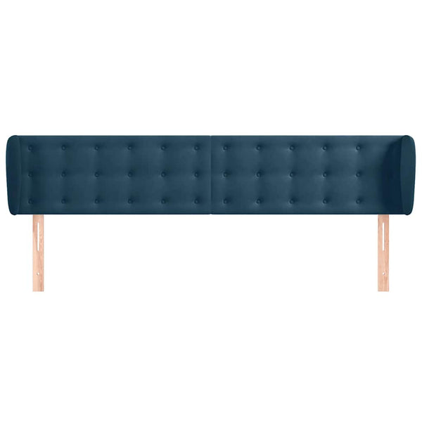 Kopfteil mit Ohren Dunkelblau 203x23x78/88 cm Samt