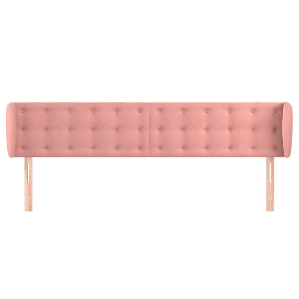 vidaXL Tête de lit à oreilles Rose 203x23x78/88 cm Velours
