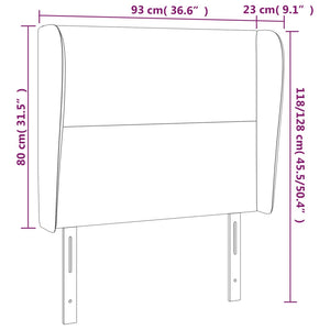 vidaXL Tête de lit avec oreilles Noir 93x23x118/128 cm Tissu