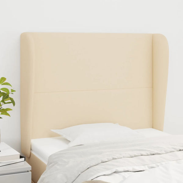 Kopfteil mit Ohren Creme 93x23x118/128 cm Stoff