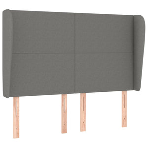 vidaXL Tête de lit à oreilles Gris foncé 147x23x118/128 cm Tissu