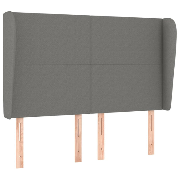 vidaXL Tête de lit à oreilles Gris foncé 147x23x118/128 cm Tissu