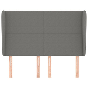 vidaXL Tête de lit à oreilles Gris foncé 147x23x118/128 cm Tissu