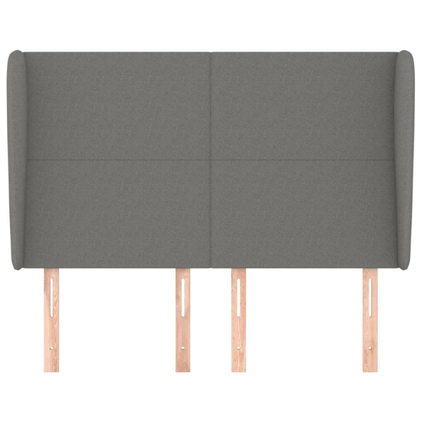 vidaXL Tête de lit à oreilles Gris foncé 147x23x118/128 cm Tissu