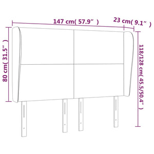 vidaXL Tête de lit à oreilles Gris foncé 147x23x118/128 cm Tissu