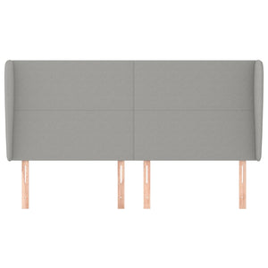 Kopfteil mit Ohren Hellgrau 163x23x118/128 cm Stoff