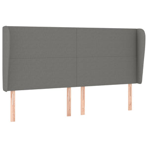 vidaXL Tête de lit à oreilles Gris foncé 203x23x118/128 cm Tissu