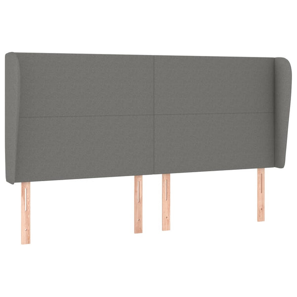 vidaXL Tête de lit à oreilles Gris foncé 203x23x118/128 cm Tissu