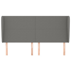 vidaXL Tête de lit à oreilles Gris foncé 203x23x118/128 cm Tissu