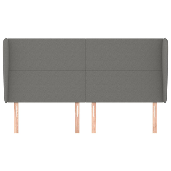 vidaXL Tête de lit à oreilles Gris foncé 203x23x118/128 cm Tissu