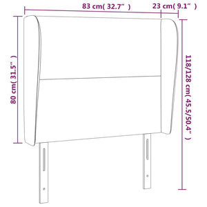 vidaXL Tête de lit à oreilles Gris clair 83x23x118/128 cm Velours