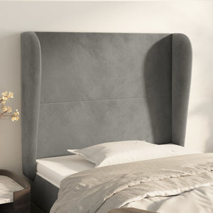 vidaXL Tête de lit à oreilles Gris clair 83x23x118/128 cm Velours