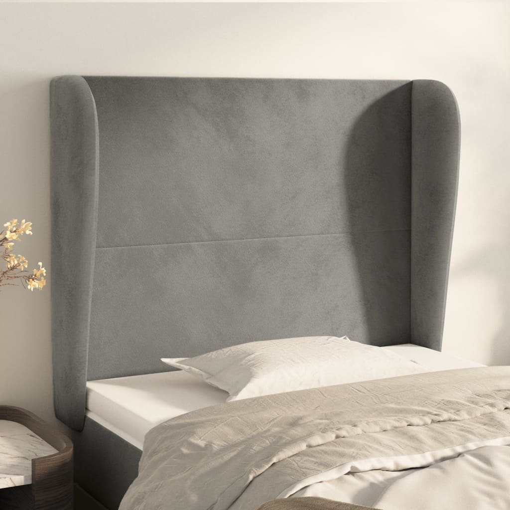 vidaXL Tête de lit à oreilles Gris clair 83x23x118/128 cm Velours