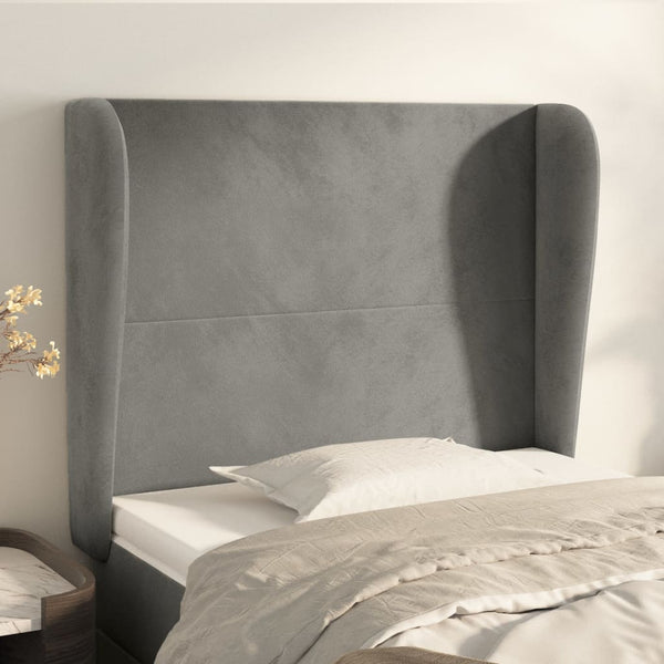 vidaXL Tête de lit à oreilles Gris clair 83x23x118/128 cm Velours