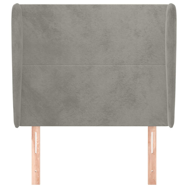 vidaXL Tête de lit à oreilles Gris clair 93x23x118/128 cm Velours