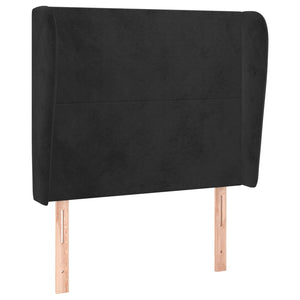 Kopfteil mit Ohren Schwarz 93x23x118/128 cm Samt